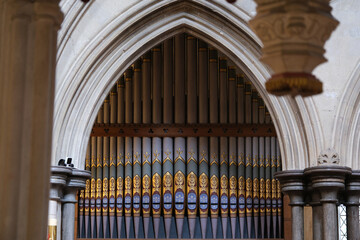 Victorian Pipe Organ (William Hill & Son, 1875) Displayed within the Historic Romanesque Arches of...