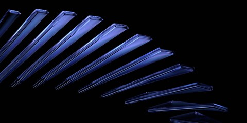 Abstract dark background, futuristic glass structure, 3d render