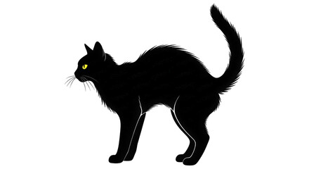 Obraz premium Mysterious Black Cat Silhouetted Against a Dark Night Sky