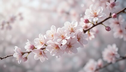 Obraz premium Cherry blossom tree in full bloom on white background, delicate pink flowers
