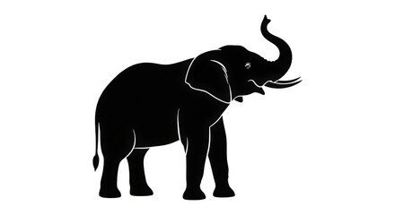 Obraz premium An Iconic Silhouette of an Elephant Standing Tall with its Trunk Raised High