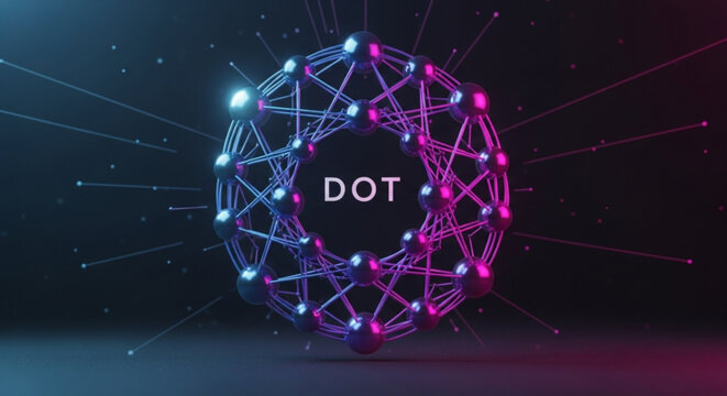 Abstract dot logo with a network of interconnected spheres and lines, creating a modern and technological design for branding