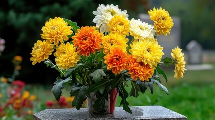 Vibrant Floral Arrangement of Yellow and Orange Daisies in Vase