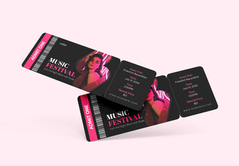 Modern Music Festival Entry Ticket Design for Party Events