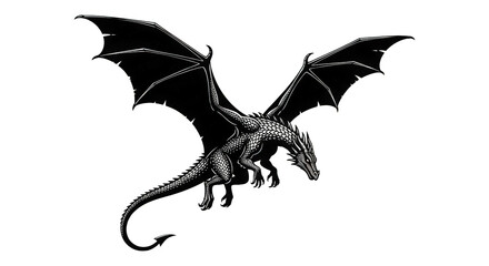 Majestic Mechanical Dragon Art Detailed Intricate Winged Creature Illustration