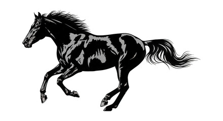 Obraz premium Majestic Black Horse Galloping Across Open Fields Under a Starry Sky