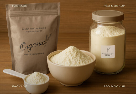 Organic Flour Packaging Mockup Psd