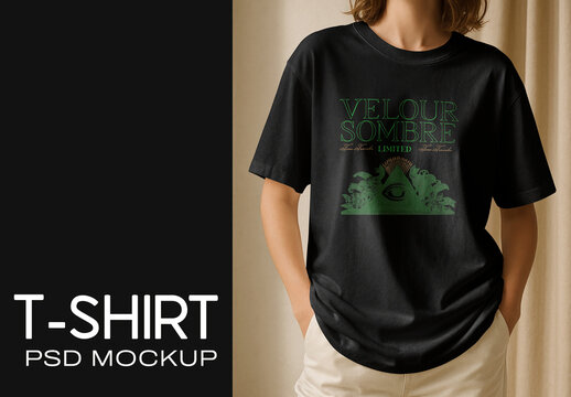 Stylish Black T-shirt Mockup Psd