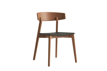 Fototapeta premium Elegant minimalist dining chair crafted from light wood with a comfortable dark grey seat, ideal for contemporary home decor. background removed