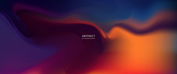 Abstract gradient fluid background with smooth color blending from navy blue and violet to orange and magenta