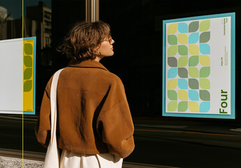 Outdoor Poster Mockup on Storefront Window