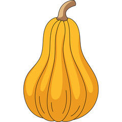 Butternut Squash Vegetable With A Light Brown Stem And Ribbed Texture On A Transparent Background