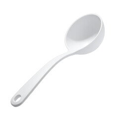Glossy white serving spoon against dark background