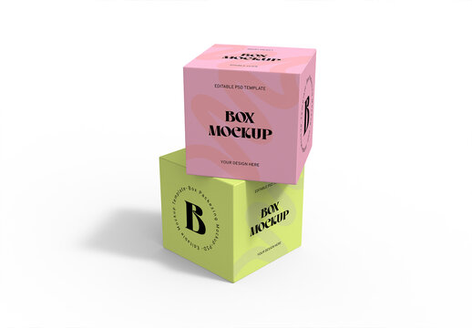 Square Stacked Box Mockup