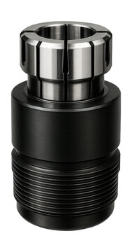 Precision collet chuck for securely holding cutting tools on CNC mills.