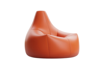 Stylish 3D render of a vibrant orange bean bag chair, ideal for contemporary home decor. background removed