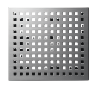 Perforated aluminum panel featuring a grid design for building exteriors.