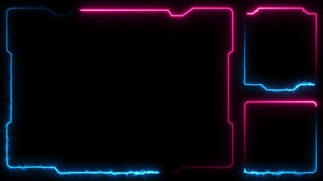 neon glowing streaming grame border frame, blue pink glowing border, live stream, twitch, rectangle, frame, glowing frame, glowing border	