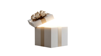 Open gift box glows on black