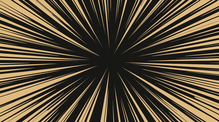 Obraz premium Radial lines emanating from a central point in black and tan creating a speed effect illustration
