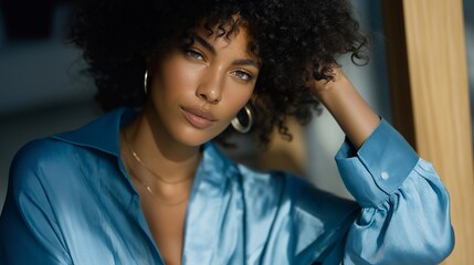 Chic fashion creator posing under natural light for lifestyle visuals, emotion of elegance and control visible, symbolizing authentic personal branding, online engagement strategy, and