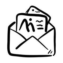 Hand-drawn envelope with postcards for communication and correspondence