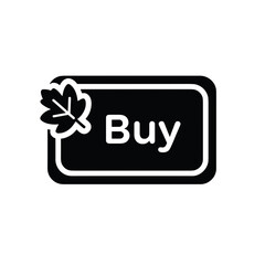 Leaf-shaped buy button icon on a black background for Autumn sale  