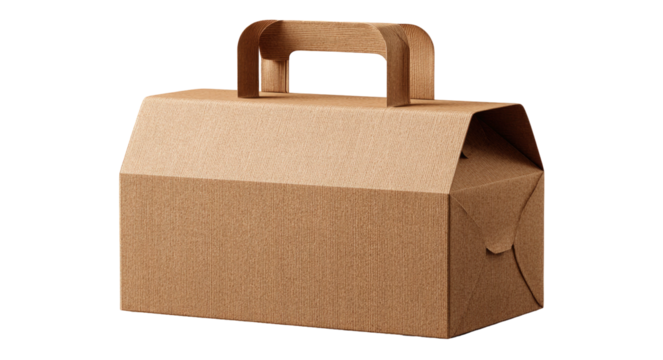 Brown cardboard box with handle, closed