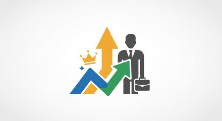 Business growth and success strategy with financial chart and professional businessman concept vector design