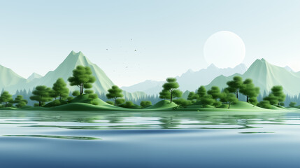 Serene Mountain Lake Landscape