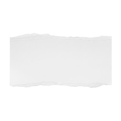Realistic white torn paper texture fragment with rough edges creating minimalistic backdrop isolated on transparent background