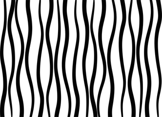 Confectionery chocolate lines. Vector black and white pattern for interior, advertising, packaging, covers, printing. Vertical wavy lines. Abstract grass, hair. Modern striped vector background.