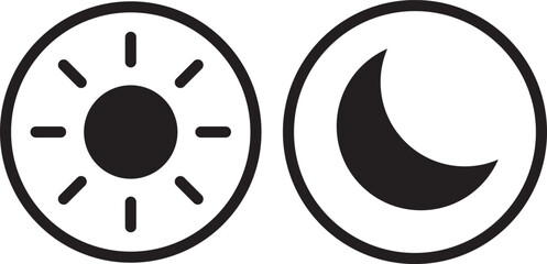 Sun and moon icons set. dark and light mode icons. Screen brightness and contrast level signs. Sun and moon icon vector day and night icon set. dark and light mode icons © MDParveg