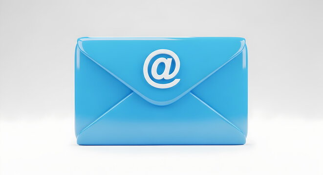 Blue email envelope with at symbol, communication and digital messaging concept - Powered by Adobe