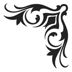 Black vintage corner, decorative scroll lines for cards