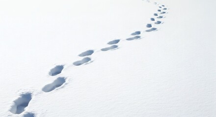 Footprints in the Snow Following a Winding Path Through a Winter Landscape