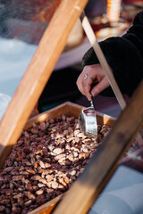 Roasted nuts at street market