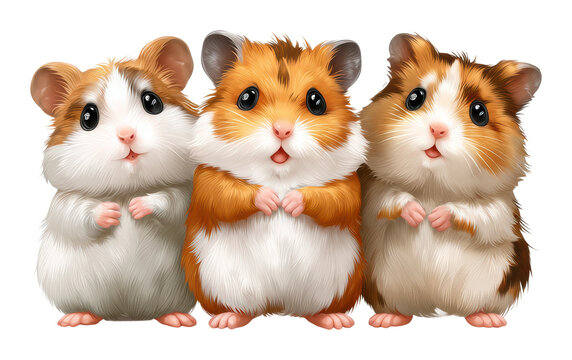 Cute hamsters playing together home animal cheerful isolated on transparent background