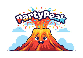 Party Peak Volcano Mascot Logo and Brand Mark