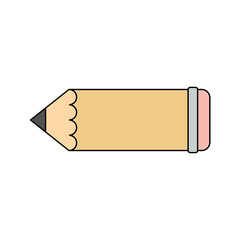 Big wooden pencil with rubber eraser. Theme for stationery and office supplies. Vector clipart. Illustration оn blank white background.