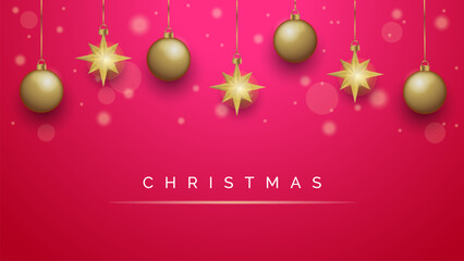 Christmas Ornament Wallpaper with Golden Baubles and Stars