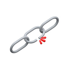 3D broken link icon symbolizing disconnected or error link.