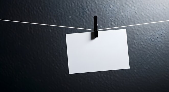 Blank card hanging on a string with a clothespin