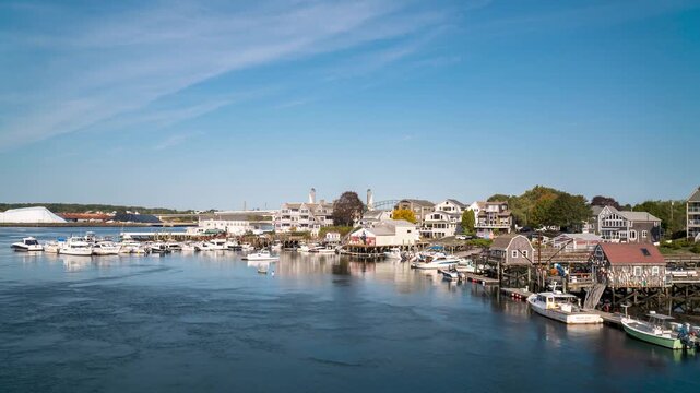 Timelapse of the edge of the old harbor, Portsmouth, New Hampshire, USA