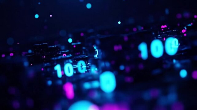 Futuristic digital data stream pulsing with vibrant energy, perfect for tech promos, modern interfaces, and innovative company presentations