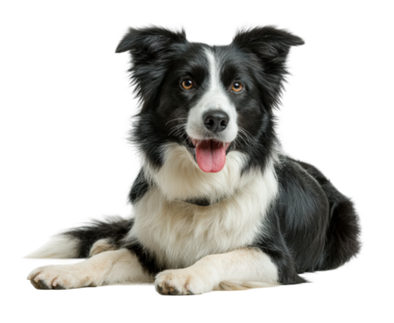 Playful border collie dog portrait animal isolated on transparent background