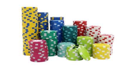 Poker Chips Stacked in Various Colors and Sizes whisk