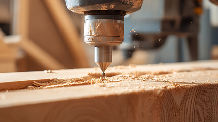 Precision woodworking with a CNC router, carving intricate designs into solid wood. The process showcases automation and skill in carpentry, resulting in detailed craftsmanship.