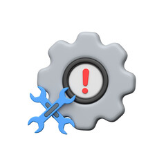 3D gear icon with alert symbol showing system configuration error.