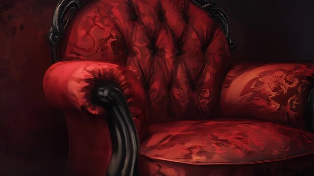 Red Ornate Empty Chair.
